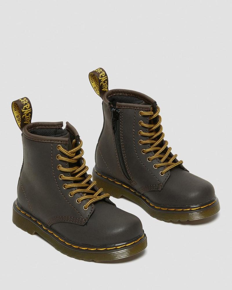 Dark / Brown Kids' Dr Martens Toddler 1460 Wildhorse Leather Lace Up Boots | CA 706OKI